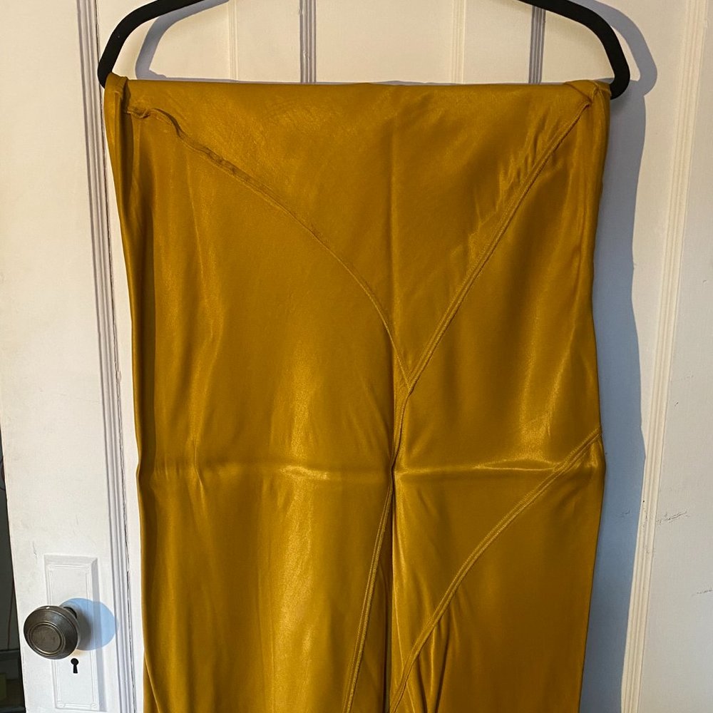 Ochre Midi Satin Skirt (L)